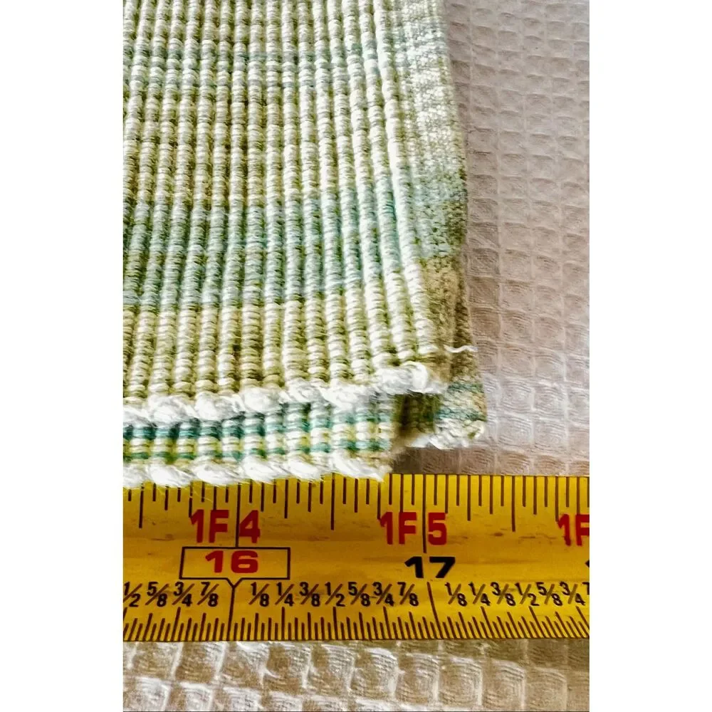 Vintage Martha Stewart Set of 4 Placemats Cotton Woven Green Ribbed Stripes